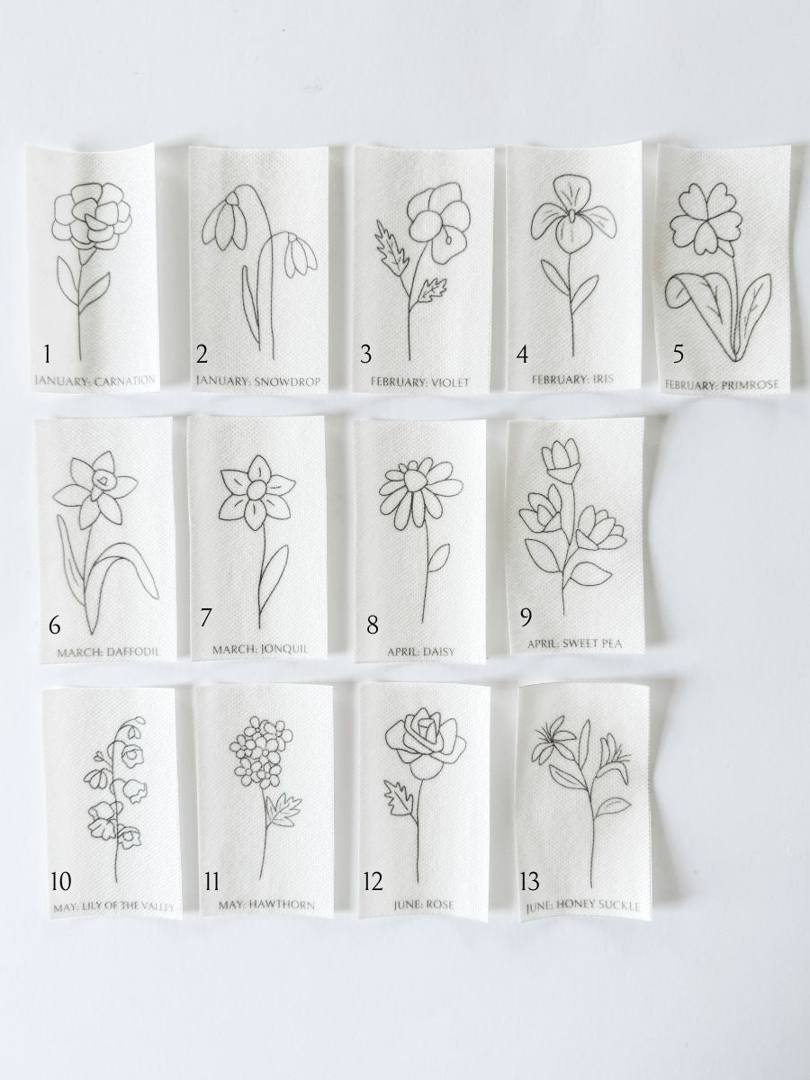 Birth Month Flowers Stick and Stitch Embroidery Designs