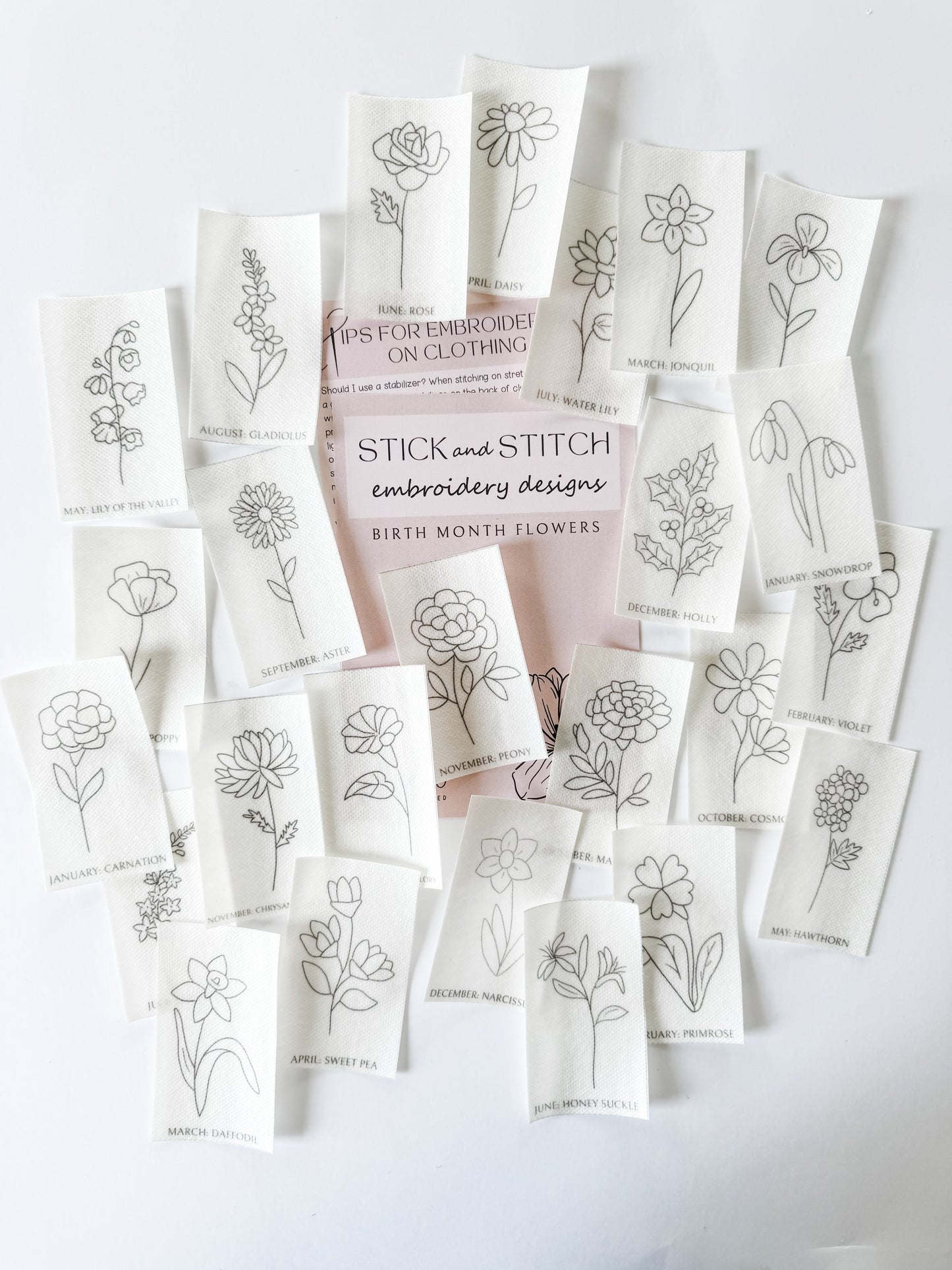 Birth Month Flowers Stick and Stitch Embroidery Designs
