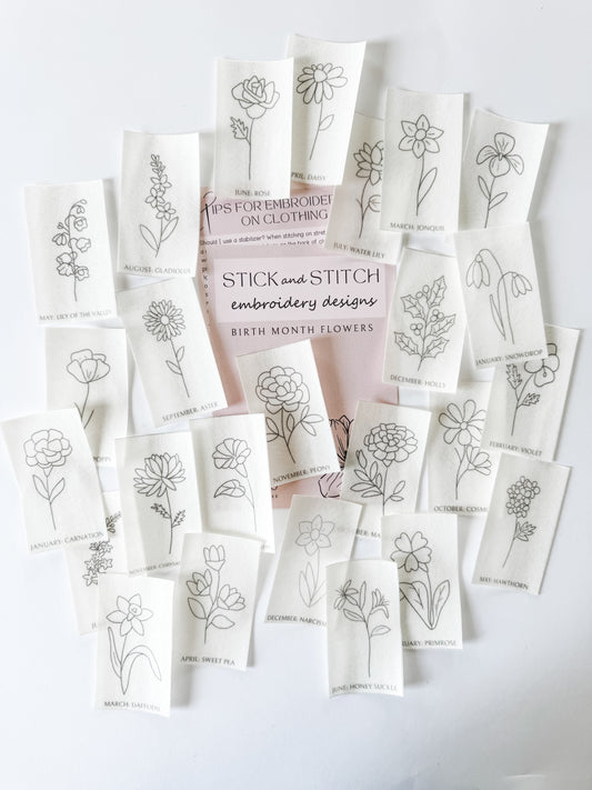 Birth Month Flowers Stick and Stitch Embroidery Designs