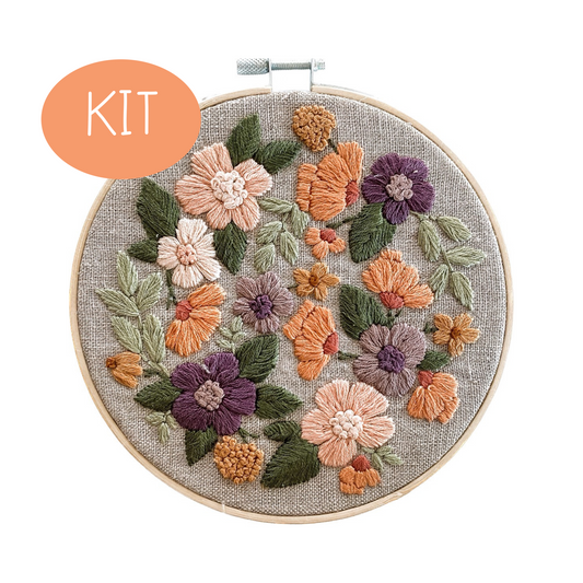 Peachy Poppies Embroidery Kit