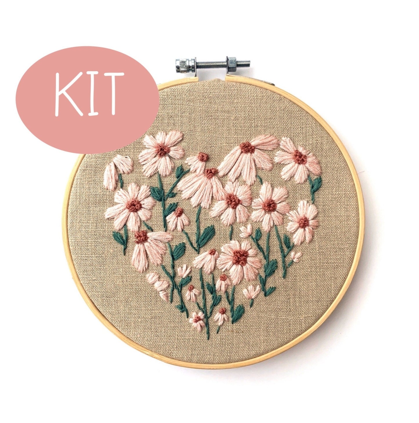 Floral Heart Embroidery Kit