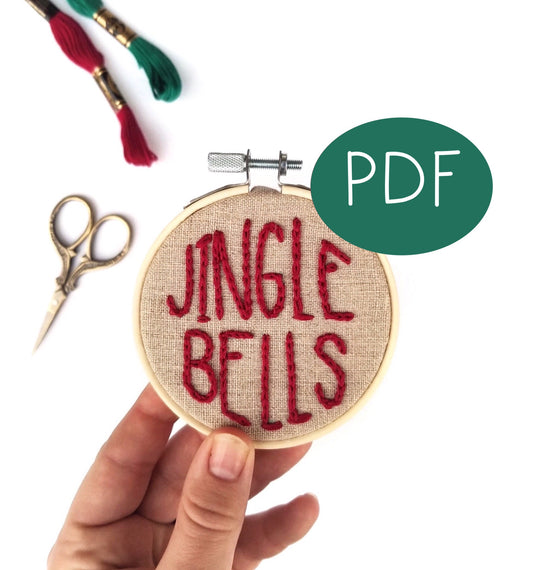 Jingle Bells Christmas Ornament PDF Embroidery Pattern