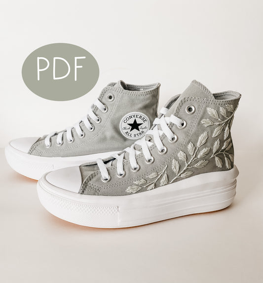 Leafy High Tops Converse PDF Embroidery Pattern
