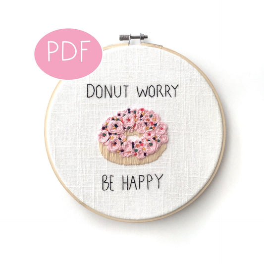 Donut Worry Be Happy PDF Embroidery Pattern
