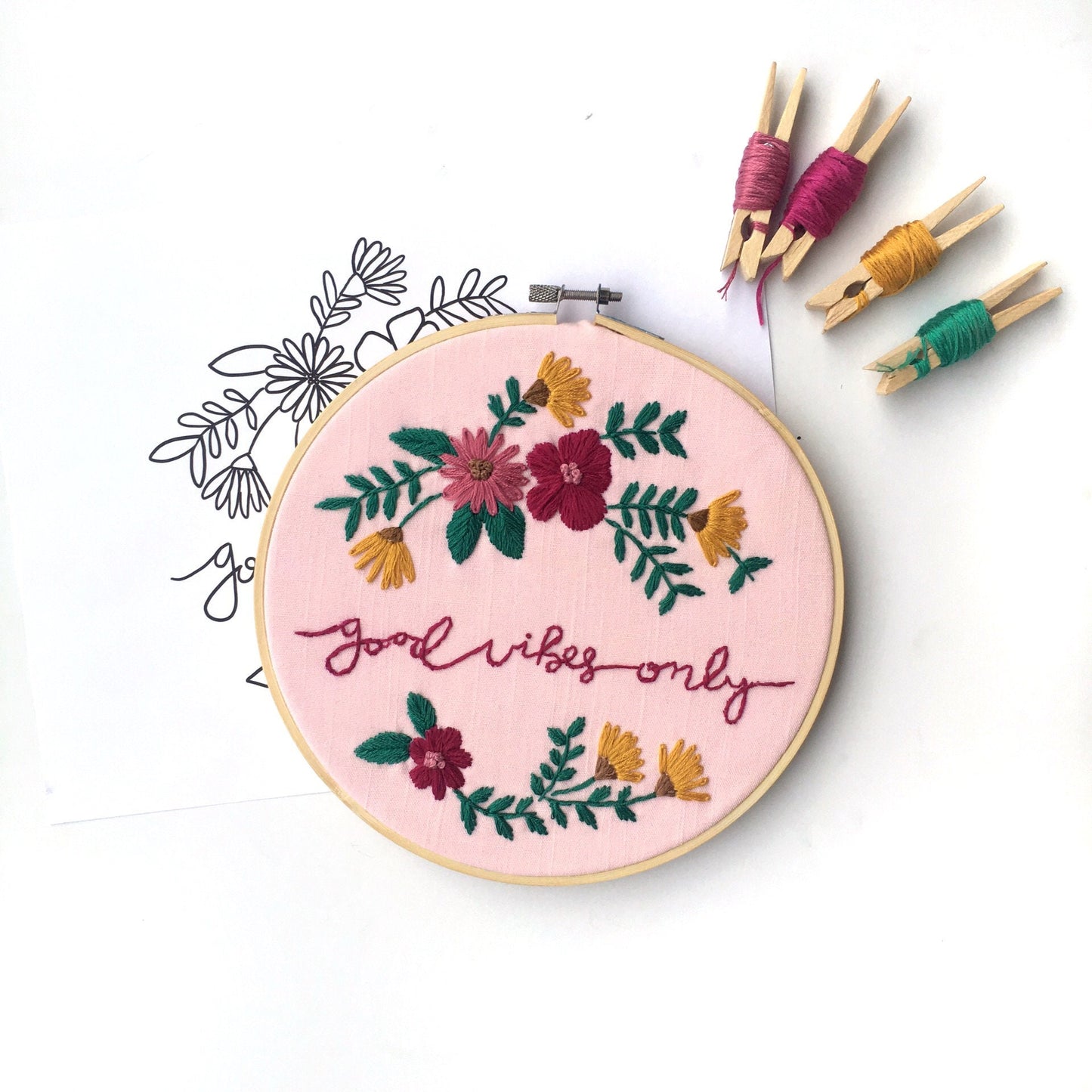 Good Vibes Only PDF Embroidery Pattern