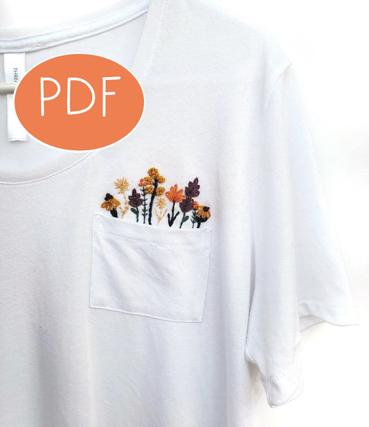 Wild Flowers Shirt PDF Embroidery Pattern