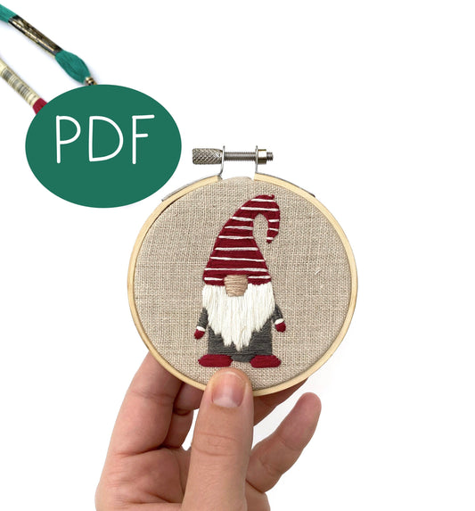 Gnome Christmas Ornament PDF Embroidery Pattern