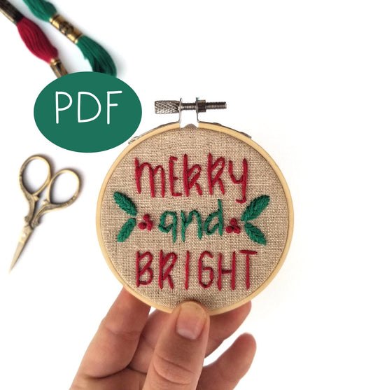 Merry and Bright Ornament Christmas Ornament PDF Pattern