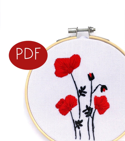 Forever Poppies PDF Embroidery Pattern
