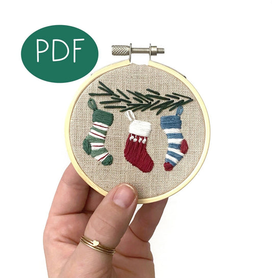 Stockings Christmas Ornament PDF Embroidery Pattern