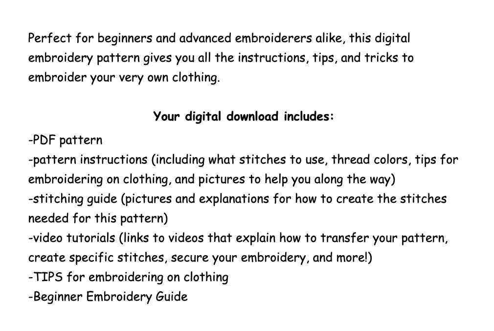 Wild Flowers Shirt PDF Embroidery Pattern
