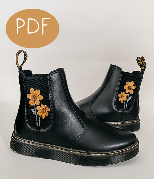 Walking on Sunshine Boots PDF Embroidery Pattern