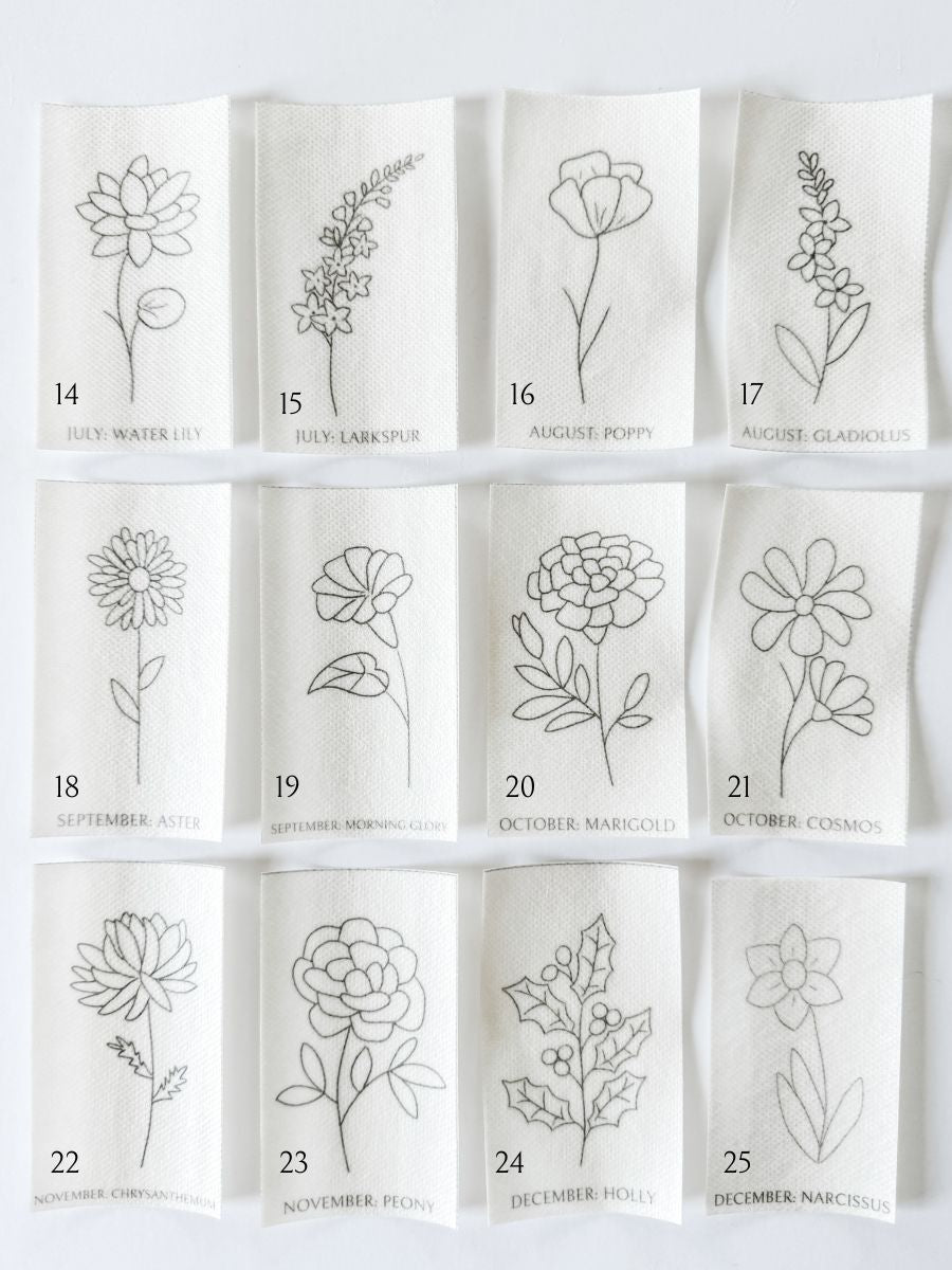 Birth Month Flowers Stick and Stitch Embroidery Designs