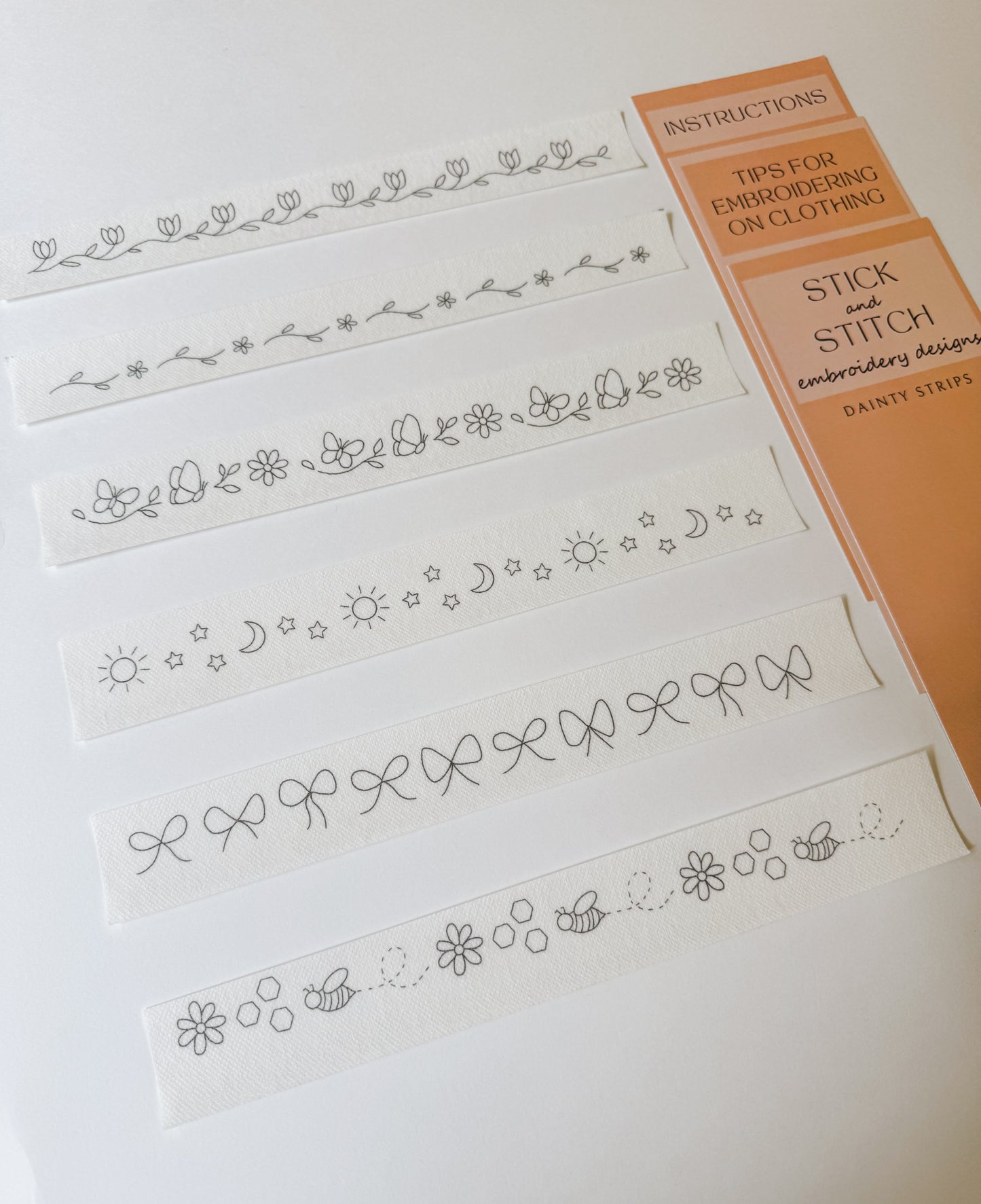 Dainty Strips Embroidery Stick and Stitch Designs