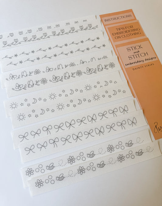 Dainty Strips Embroidery Stick and Stitch Designs