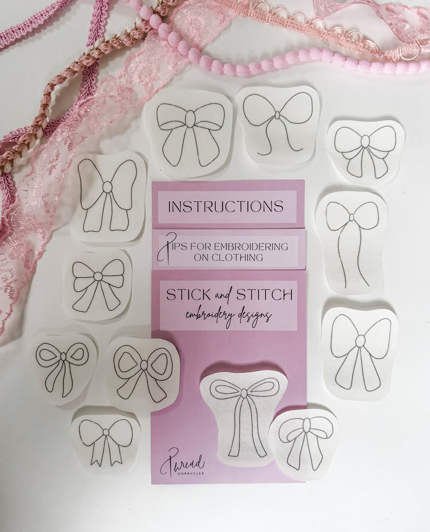 Bows Stick and Stitch, Kit, and PDF Pattern