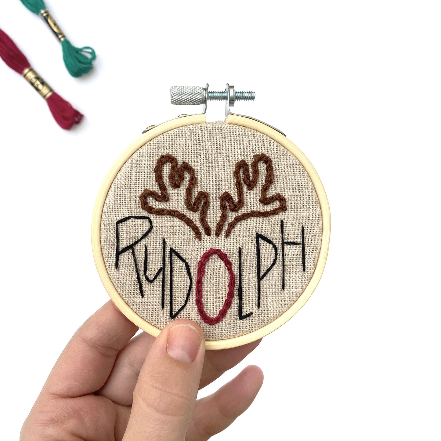 Rudolph Christmas Ornament PDF Embroidery Pattern