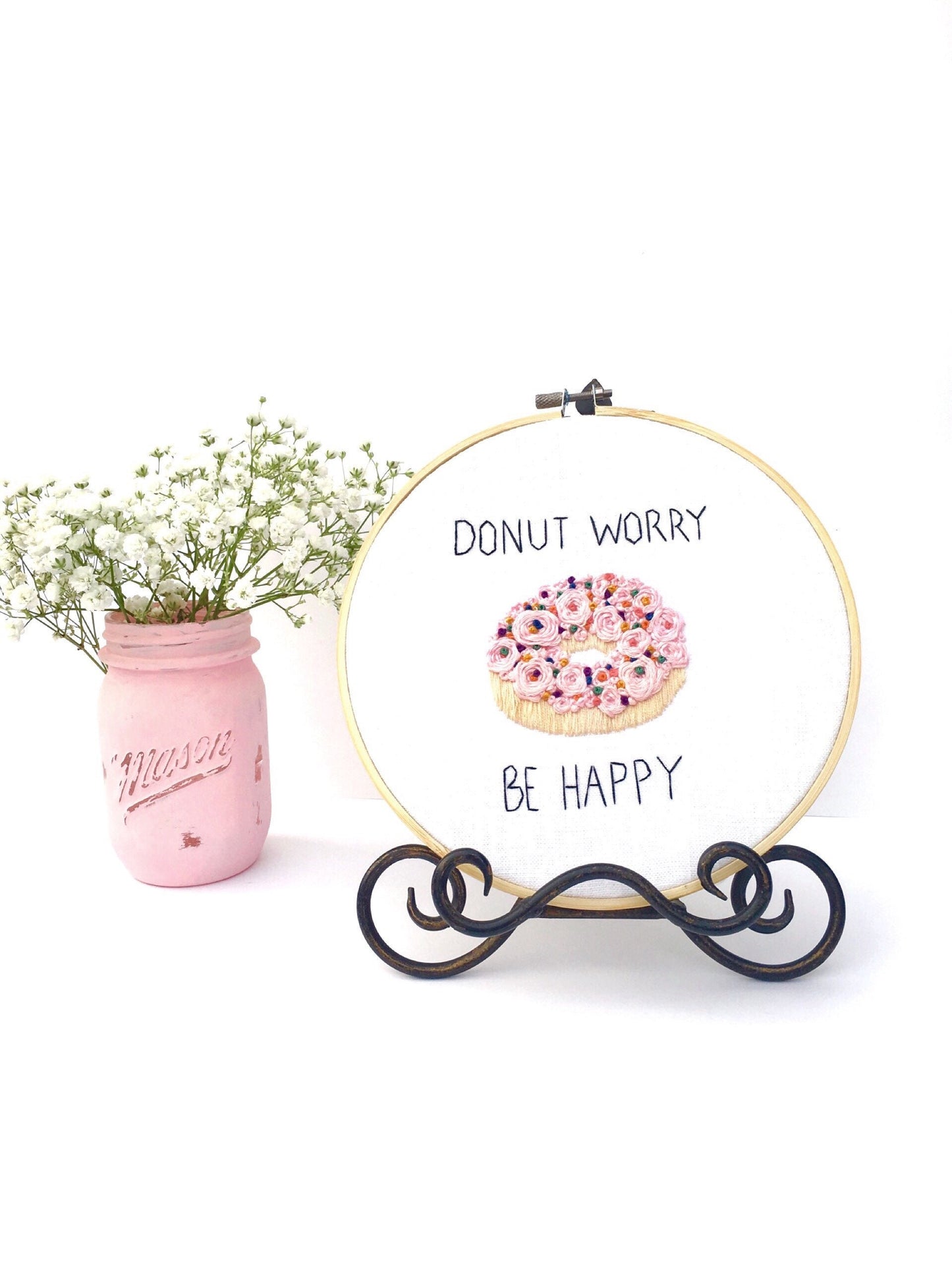 Donut Worry Be Happy PDF Embroidery Pattern