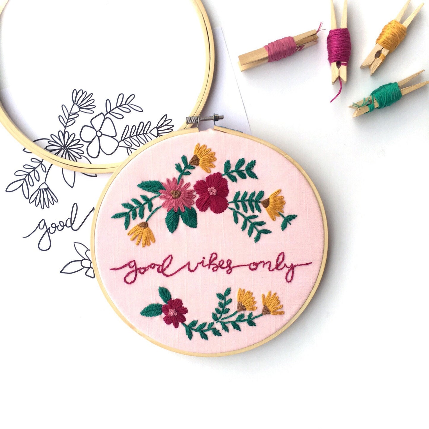 Good Vibes Only PDF Embroidery Pattern