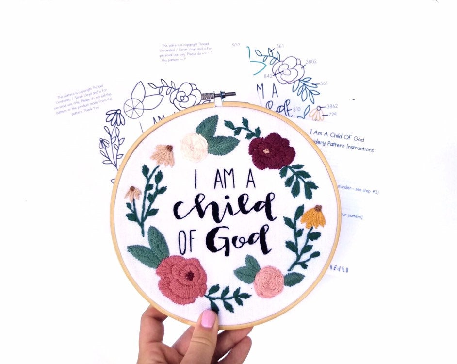 I Am A Child Of God PDF Embroidery Pattern