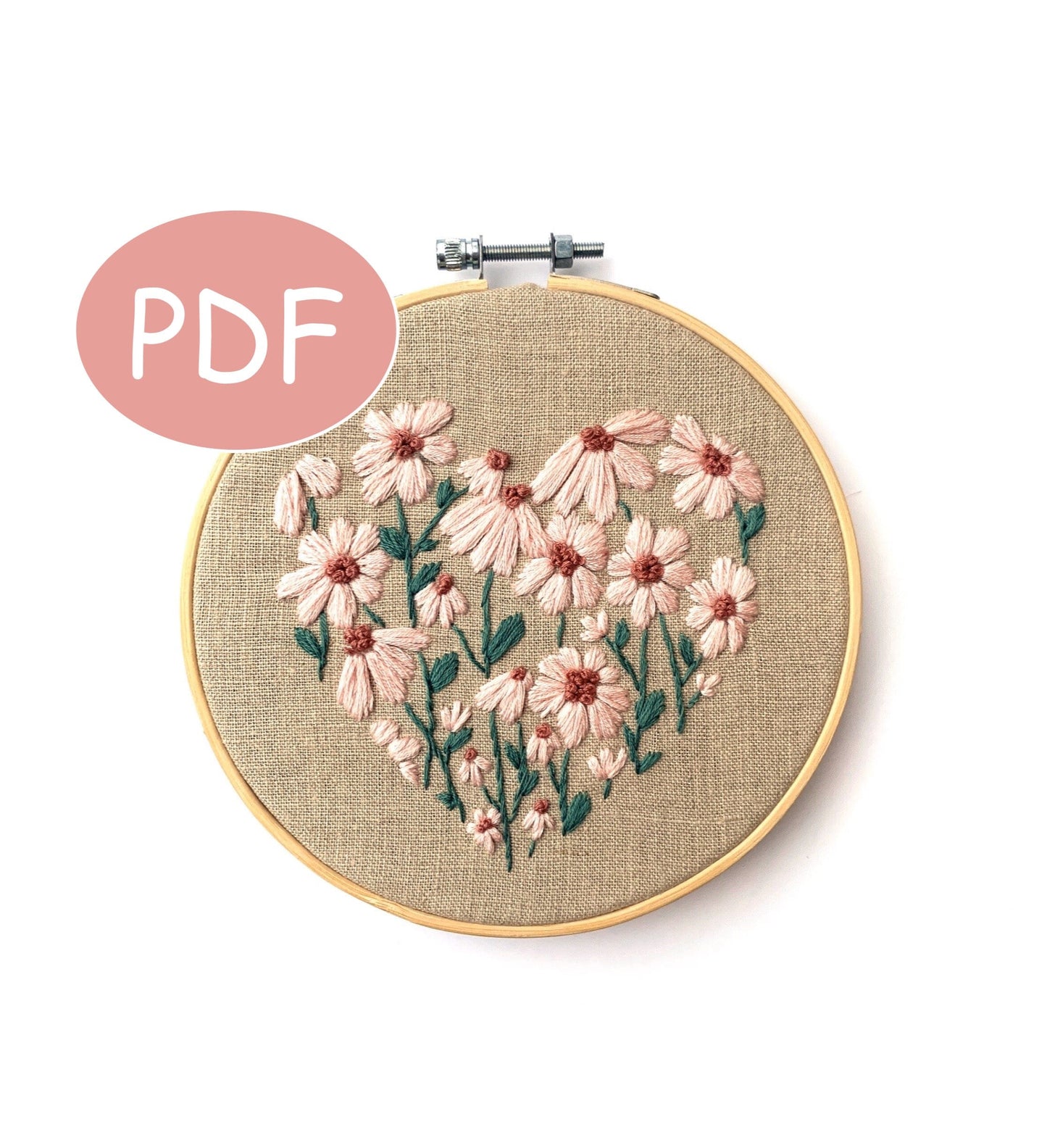 Floral Heart PDF Embroidery Pattern