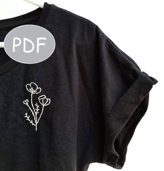 Poppies Shirt PDF Embroidery Pattern