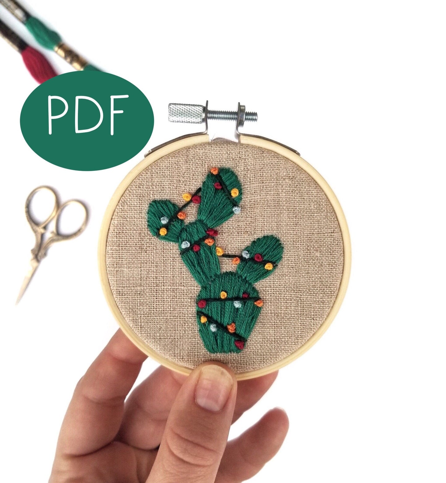 Prickly Pear Christmas Ornament PDF Embroidery Pattern
