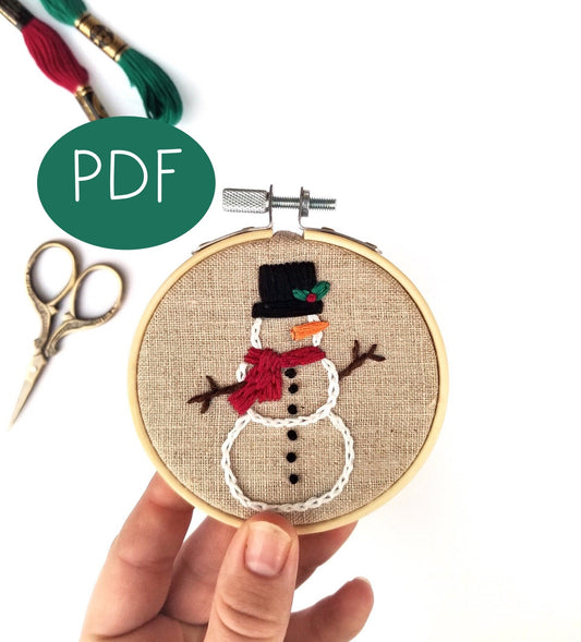 Snowman Christmas Ornament PDF Embroidery Pattern