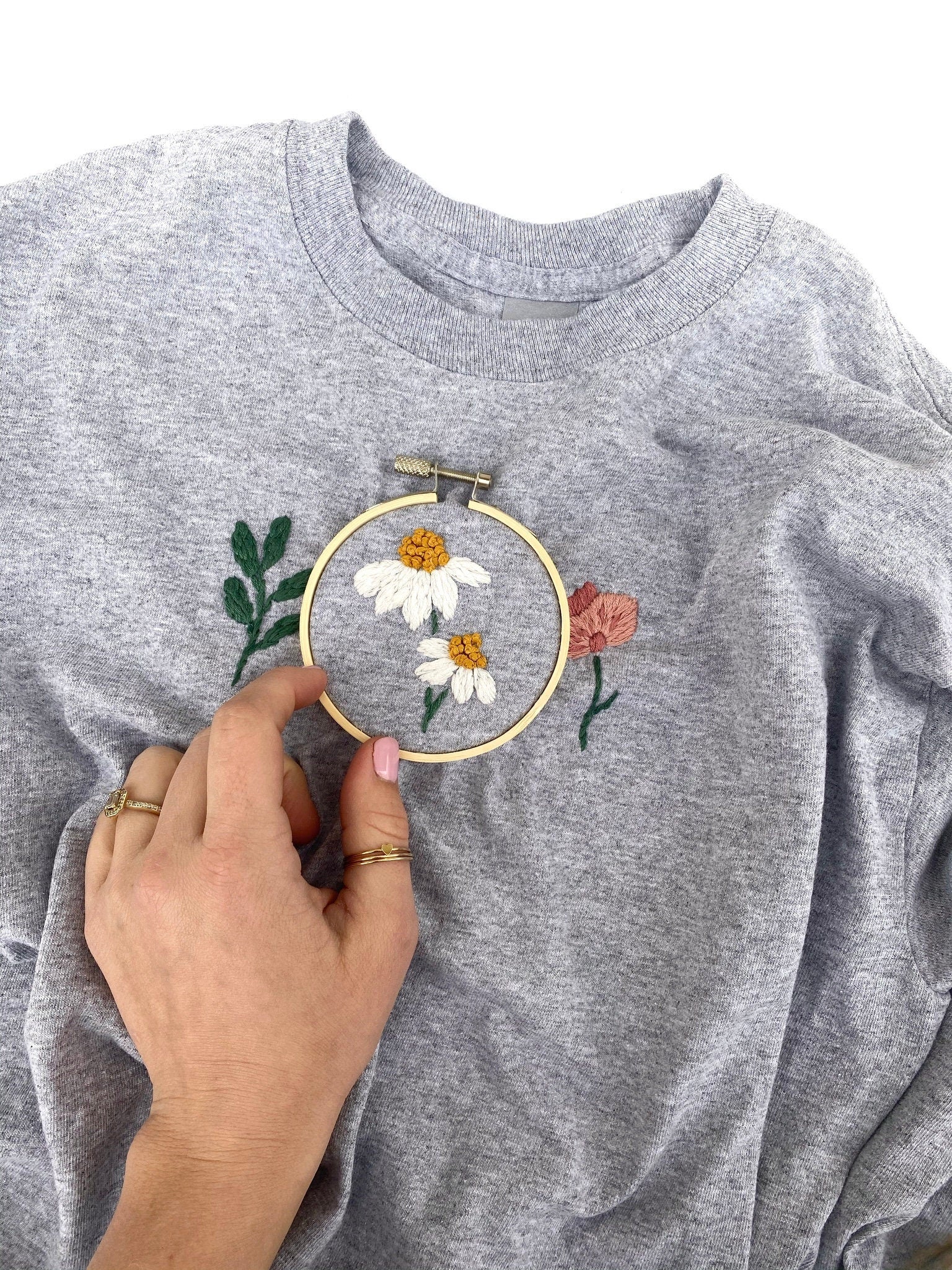 PDF DIGITAL Pattern Poppies Tee DIY Thread Unraveled Beginner Embroidery  Pattern Embroidered Shirt T-shirt 