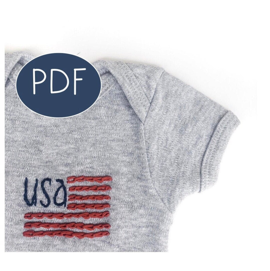 American Flag Shirt PDF Embroidery Pattern