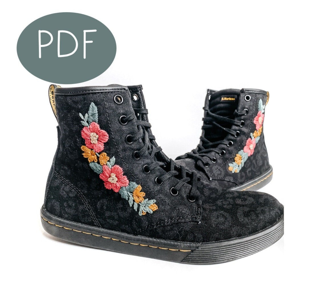 Floral Boots PDF Embroidery Pattern