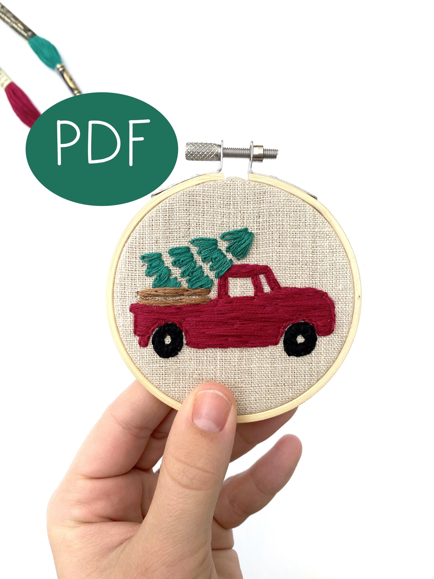 Vintage Truck Christmas Ornament PDF Embroidery Pattern